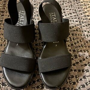 Italian Shoemakers Black Wedge Sandals